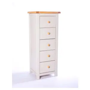 Argenta 5 Drawer Narrow Chest of Drawers Wood Knob