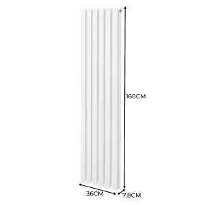 Oval Radiator - 1600 x 360mm - White