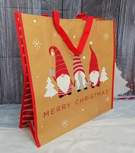 Reusable Christmas Tote Gift Bag Cute Gonk Shopping Bag Woven Bag For Life 45cm