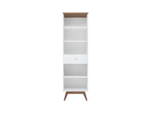 Tall Bookcase Shelving Display Storage Unit Wood Legs Scandi White Walnut Heda