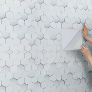 Modern Hexagonal Patterned Peel and Stick Wallpaper Roll, Grey, Self Adhesive Removable Easy Peel Off Wallpaper, 4.5m²