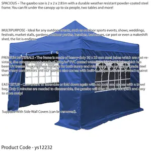 Durable 2x2m Pop-Up Gazebo with Waterproof Side Walls - Perfect for Outdoor Events