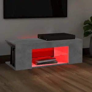 Berkfield TV Cabinet with LED Lights Concrete Grey 90x39x30 cm