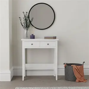 Dunelm Lynton Small 2 Drawer Dressing Table, Farmhouse, Lynton White