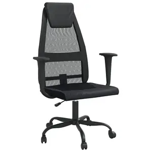 Berkfield Office Chair Black Mesh Fabric and Faux Leather