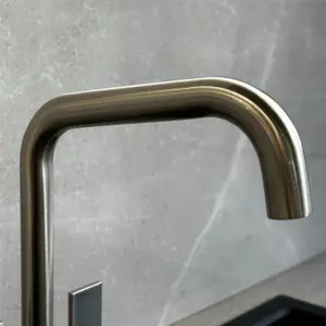 Liquida W18BN Twin Lever D Shape 360 Degree Brushed Nickel Kitchen Tap