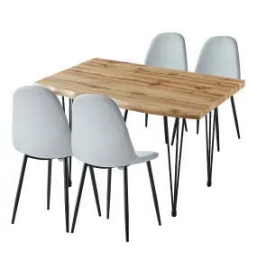 Hallowood Furniture Cullompton Large Dining Table 120cm with 4 Silver Grey Chairs