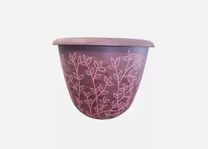 Recycled Plastic Planter Pot - 14" Serenity Stout Red Pink