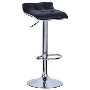 Chrome Plated Steel Bar Stool (Set of 2) Black