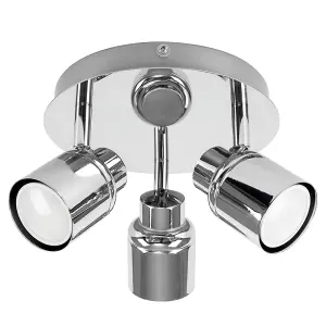 ValueLights Benton Silver Bathroom Ceiling Bar Spotlight and GU10 Spotlight LED 5W Warm White 3000K Bulbs