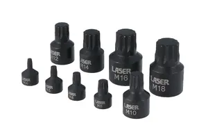 Laser Tools 6725 9pc Low Profile Impact Spline Socket Bit Set