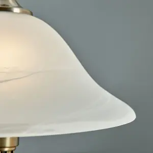 ValueLights Antique Brass Barley Twist Table Lamp With Frosted Alabaster Shade - Complete With 6w LED Bulb In Warm White