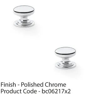 2 PACK - Stepped Round Door Knob Polished Chrome 32mm Classic Kitchen Cabinet Pull Handle