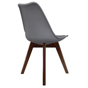 Soho Dark Grey Plastic Dining Chair with Squared Dark Wood Legs