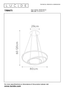 Lucide Triniti Modern Pendant Light 80cm - LED Dim. - 3000K - White