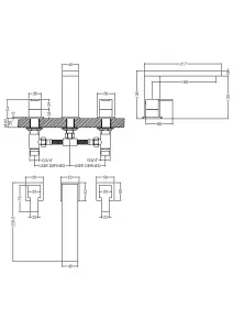 Square Deck 3 Mounted Tap Hole Bath Filler Tap - Chrome