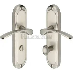 Heritage Door Handle for Bathroom Ambassador Design Satin Nickel