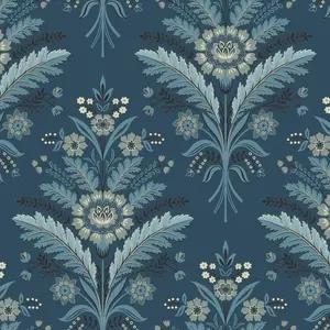 Galerie Mulberry Tree Blue Floral Leaf Wallpaper Roll