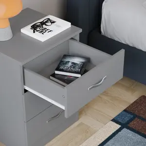 Maybery 3 - Drawer Bedside Table Nightstand Grey