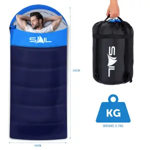 SAIL XL Sleeping Bag Extra Wide for Big & Tall Person 3-4 Season - Blue