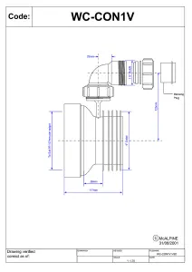 McAlpine WC-CON1V Straight Rigid WC Connector with 1.25" Universal Vent Boss