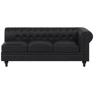 Right-Hand Corner Sofa CHESTERFIELD Black Faux Leather Right Hand