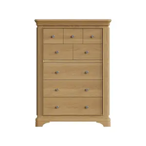 8 Drawer Chest Of Drawers Solid Oak Natural Lacquered Ready Assembled