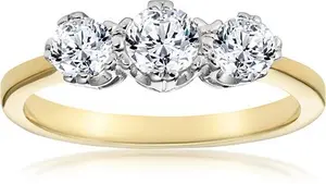 Emily 18K Gold 3 Stone Diamond Ring 0.75Ct