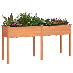 Berkfield Planter with Liner Brown 161x45x76 cm Solid Wood Fir