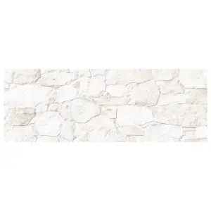 Prairie White Split Faced Stone Effect Porcelain Tile - Pack of 4, 1.14m² - (L)890x(W)320