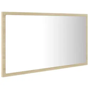 Berkfield LED Bathroom Mirror Sonoma Oak 80x8.5x37 cm Engineered Wood