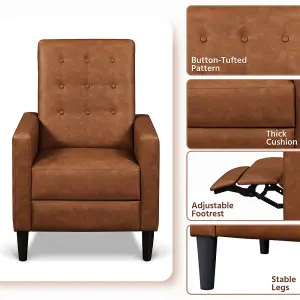 Yaheetech Brown Faux Leather Recliner Sofa with Adjustable Back