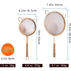 Gourmet Easy Set of 2 Stainless Steel Strainer - Rose Gold