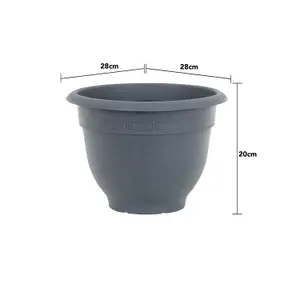 Wham Pack 4 Bell Pot 28cm Round Plastic Planter Slate