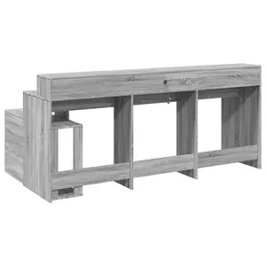 Berkfield Desk with LED Lights Grey Sonoma 200x104x91 cm Engineered Wood