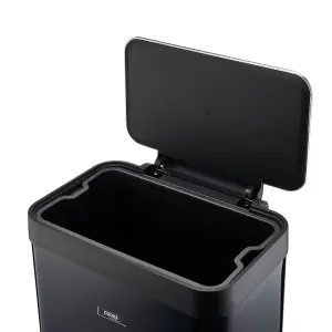 Kitchen Rubbish Waste Bin Recycling Wide Single Pedal 65L Matt Black