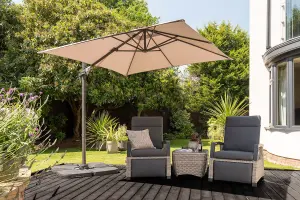 Norfolk Leisure Royce Junior Square 2.5m Taupe Cantilever Parasol