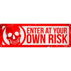 Grindstore Enter At Your Own Risk Plaque Red/Grey (One Size)