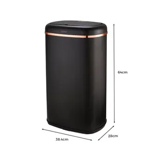 Cavaletto Steel Open Rubbish Bin - 58L Black / Rose Gold