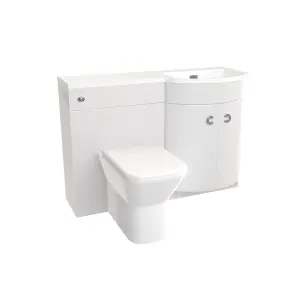 Nes Home Hurdley 1100mm Right Hand Sink White Combination Vanity Unit with BTW Toilet