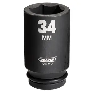 Draper Expert 34mm 3/4" Square Drive Hi-Torq&No.174, 6 Point Deep Impact Socket