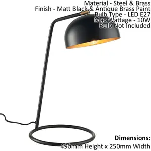 Table Lamp - Matt Black & Antique Brass Paint - 10W LED E27 - Complete Lamp