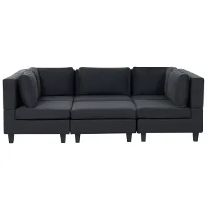 5-Seater Modular Fabric Sofa with Ottoman Black UNSTAD