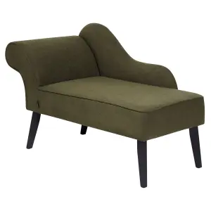 Left Hand Fabric Chaise Lounge Olive Green BIARRITZ