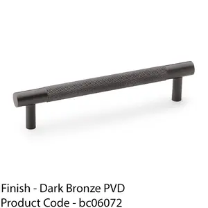 Knurled T Bar Door Pull Handle - Dark Bronze - 128mm Centres Premium Drawer