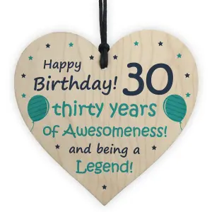 Novelty 30th Birthday Gift Wood Heart Funny Mum Dad Brother Sister Gift Keepsake