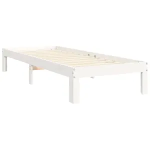 Berkfield Bed Frame with Headboard White 100x200 cm Solid Wood