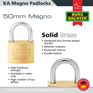 Solid Brass Body Keyed alike 50mm Padlock Standard Shackle (5 in a box)