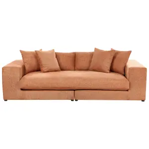 Beliani Modern 3 Seater Sofa Orange GLORVIKA