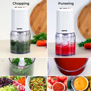 Geepas 400W Mini Food Processor, 500ML Food Chopper, 4 Bi-Level Stainless-Steel Double Blades for Blending & Chopping